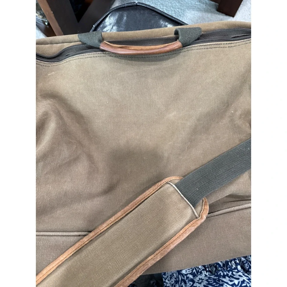 Vintage High Sierra Canvas Leather‎ Trim Messenger Bag Brown Brass Buckles